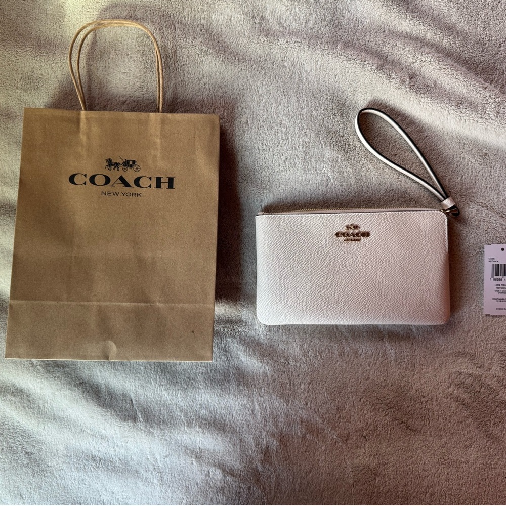 Coach IM/Chalk Large Wristlet with Gold Accents